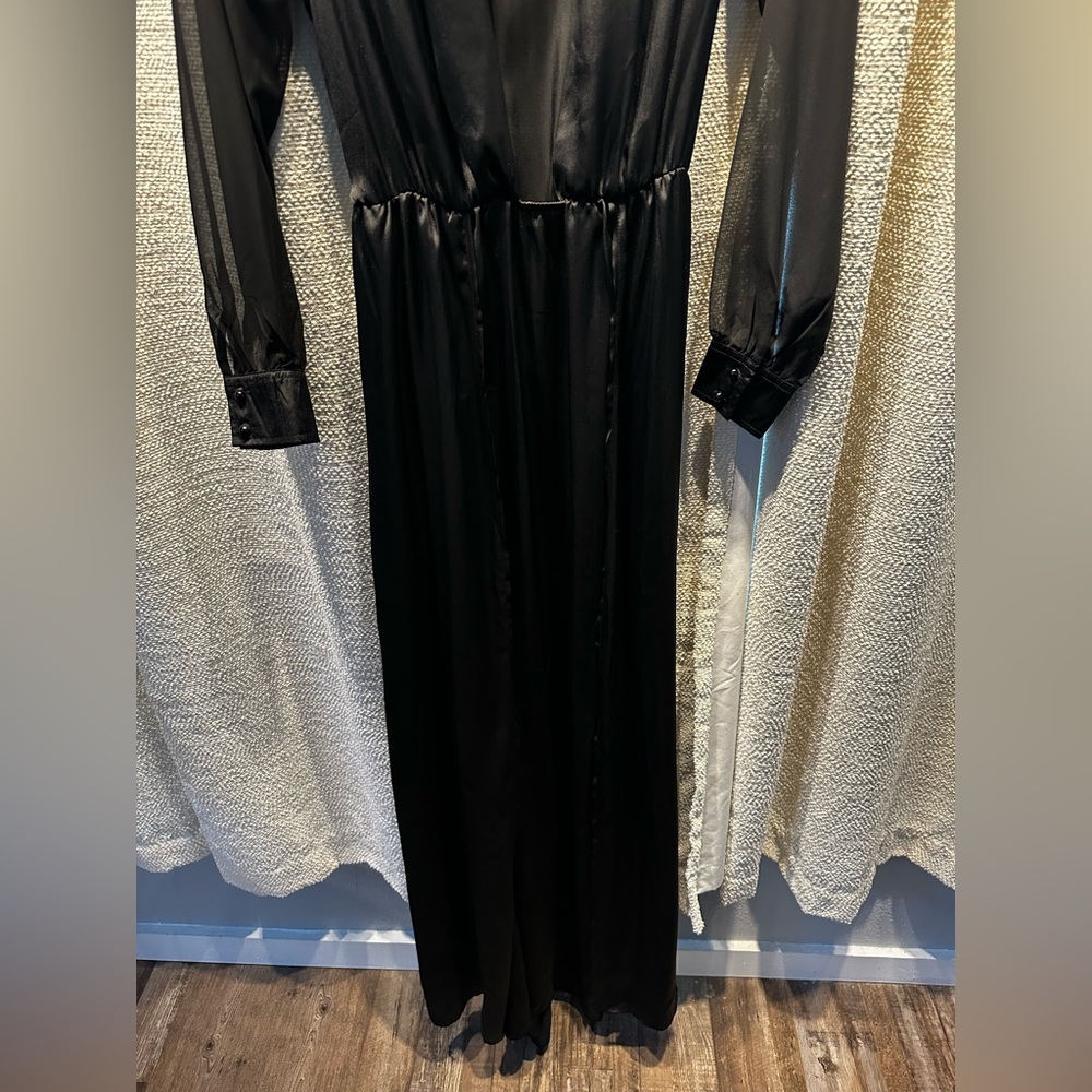 Bndl 4 for $10!!! L MISS NWOT Black Thigh Slit Maxi Dress Robe/Lingerie - Picture 5 of 5